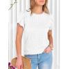 imageANRABESS Womens Tops Summer Eyelet Petal Short Sleeve T Shirts Dressy Casual Blouses Ladies Basic Tees 2026 Spring ClothesWhite