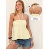 imageANRABESS Womens Tube Top Summer Strapless Tie Front Ruched Peplum Flared Hem Cute Bandeau Halter Tops 2026 Vacation OutfitsParchment