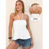imageANRABESS Womens Tube Top Summer Strapless Tie Front Ruched Peplum Flared Hem Cute Bandeau Halter Tops 2026 Vacation OutfitsWhite