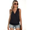 imageANRABESS Womens V Neck Tank Tops Wrap Banded Hem Shirts Sleeveless Ruched Going Out Blouse 2026 Summer Fashion ClothingBlack