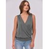 imageANRABESS Womens V Neck Tank Tops Wrap Banded Hem Shirts Sleeveless Ruched Going Out Blouse 2026 Summer Fashion ClothingGrey