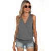 imageANRABESS Womens V Neck Tank Tops Wrap Banded Hem Shirts Sleeveless Ruched Going Out Blouse 2026 Summer Fashion ClothingGrey