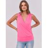 imageANRABESS Womens V Neck Tank Tops Wrap Banded Hem Shirts Sleeveless Ruched Going Out Blouse 2026 Summer Fashion ClothingNeon Hot Pink