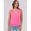 imageANRABESS Womens V Neck Tank Tops Wrap Banded Hem Shirts Sleeveless Ruched Going Out Blouse 2026 Summer Fashion ClothingNeon Hot Pink