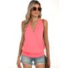 imageANRABESS Womens V Neck Tank Tops Wrap Banded Hem Shirts Sleeveless Ruched Going Out Blouse 2026 Summer Fashion ClothingNeon Orange Red