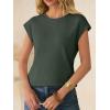 imageANRABESS Womens Waffle Knit Cap Sleeve T Shirts Summer Casual Tops Basic Tee Work Blouses 2026 Spring Vacation ClothesArmy Green