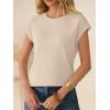 imageANRABESS Womens Waffle Knit Cap Sleeve T Shirts Summer Casual Tops Basic Tee Work Blouses 2026 Spring Vacation ClothesBeige
