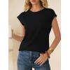 imageANRABESS Womens Waffle Knit Cap Sleeve T Shirts Summer Casual Tops Basic Tee Work Blouses 2026 Spring Vacation ClothesBlack