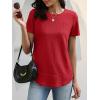 imageANRABESS Womens Waffle Knit Tops Short Sleeve Crewneck Shirts Curved Hem Summer Dressy Casual Blouses Spring Fashion ClothingBright Red