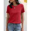 imageANRABESS Womens Waffle Knit Tops Short Sleeve Crewneck Shirts Curved Hem Summer Dressy Casual Blouses Spring Fashion ClothingBright Red