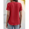 imageANRABESS Womens Waffle Knit Tops Short Sleeve Crewneck Shirts Curved Hem Summer Dressy Casual Blouses Spring Fashion ClothingBright Red