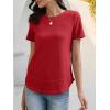 imageANRABESS Womens Waffle Knit Tops Short Sleeve Crewneck Shirts Curved Hem Summer Dressy Casual Blouses Spring Fashion ClothingBright Red