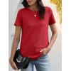 imageANRABESS Womens Waffle Knit Tops Short Sleeve Crewneck Shirts Curved Hem Summer Dressy Casual Blouses Spring Fashion ClothingBright Red