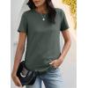 imageANRABESS Womens Waffle Knit Tops Short Sleeve Crewneck Shirts Curved Hem Summer Dressy Casual Blouses Spring Fashion ClothingDeep Army Green