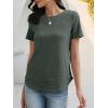 imageANRABESS Womens Waffle Knit Tops Short Sleeve Crewneck Shirts Curved Hem Summer Dressy Casual Blouses Spring Fashion ClothingDeep Army Green