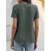 imageANRABESS Womens Waffle Knit Tops Short Sleeve Crewneck Shirts Curved Hem Summer Dressy Casual Blouses Spring Fashion ClothingDeep Army Green