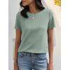 imageANRABESS Womens Waffle Knit Tops Short Sleeve Crewneck Shirts Curved Hem Summer Dressy Casual Blouses Spring Fashion ClothingLight Green