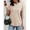 imageANRABESS Womens Waffle Knit Tops Short Sleeve Crewneck Shirts Curved Hem Summer Dressy Casual Blouses Spring Fashion ClothingParchment