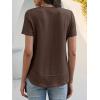 imageANRABESS Womens Waffle Knit Tops Short Sleeve Crewneck Shirts Curved Hem Summer Dressy Casual Blouses Spring Fashion ClothingRed Brown