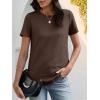 imageANRABESS Womens Waffle Knit Tops Short Sleeve Crewneck Shirts Curved Hem Summer Dressy Casual Blouses Spring Fashion ClothingRed Brown