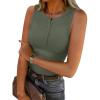 imageANRABESS Tank Tops for Women Sleeveless Henley High Neck Summer Casual Ribbed Slim Shirts Racerback Beach Vacation ClothesArmy Green