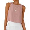 imageANRABESS Women Crop Tank Tops High Neck Sleeveless Linen Shirts 2026 Summer Outfits Casual Blouse Beach Vacation ClothesPink