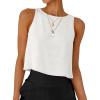 imageANRABESS Women Crop Tank Tops High Neck Sleeveless Linen Shirts 2026 Summer Outfits Casual Blouse Beach Vacation ClothesWhite