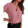 imageANRABESS Women Dressy Tops Short Sleeve Casual Blouses V Neck Lace Trim Summer Boho Shirts 2026 Spring Trendy ClothesDusty Rose
