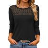 imageANRABESS Women Lace Tops Long Sleeve Shirts Eyelet Dressy Casual Blouses 2026 Fall Business Work OutfitsBlack