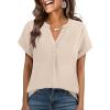 imageANRABESS Women Short Sleeve Henley Top V Neck Dressy Business Casual Work Blouses Summer Shirts 2026 Vacation Fashion ClothesBeige