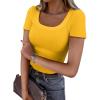 imageANRABESS Women Short Sleeve Tops Scoop Neck Ribbed Knit Slim Fitted Basic Tee Shirt Casual Summer Clothes 2026 Spring OutfitsYellow