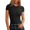 imageANRABESS Women Short Sleeve Tops Summer 2026 Double Lined Crewneck T Shirt Basic Tight Workout Tee Y2k ClothesBlack