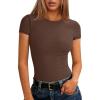 imageANRABESS Women Short Sleeve Tops Summer 2026 Double Lined Crewneck T Shirt Basic Tight Workout Tee Y2k ClothesBrown