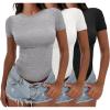 imageANRABESS Womens 3 Pack Short Sleeve Shirts 2026 Crop Tops Tight Fitted Basic Tees Workout T Shirts Y2k Clothes Summer OutfitBlackwhitelight Grey