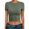 imageANRABESS Womens Basic Tee Summer Outfits Crewneck Short Sleeve Crop Tops Slim Fitted T Shirts Y2k 2026 Trendy ClothingArmy Green