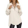 imageANRABESS Womens Long Sleeve Henley Tops Tunic Sweatshirt Loose Slit Casual Button Shirts Pullover 2026 Spring Winter OutfitsBeige