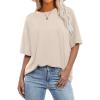 imageANRABESS Womens Oversized T Shirts Short Sleeve Crewneck Tops Casual Loose Basic Tee Shirts 2026 Summer Trendy OutfitsAlmond