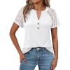 imageANRABESS Womens Short Sleeve Lace Shirts 2026 Summer Henley V Neck Blouse Business Casual Top Spring Cute Work Trendy ClothesWhite