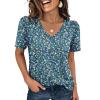 imageANRABESS Womens Short Sleeve Shirts Eyelet V Neck Tops Summer Business Casual Clothes 2026 Work Office TShirtsBlue White Green Floral