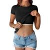 imageANRABESS Womens Short Sleeve Tops Built in Bra 2026 Summer T Shirts Slim Fitted Going Out Y2K Basic Tee Vacation ClothesBlack