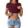 imageANRABESS Womens Short Sleeve Tops Built in Bra 2026 Summer T Shirts Slim Fitted Going Out Y2K Basic Tee Vacation ClothesBurgendy