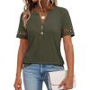 imageANRABESS Womens Short Sleeve Tops Henley V Neck Blouses Dressy Casual 2026 Summer Trendy Tee Shirts Work Business OutfitsArmy Green