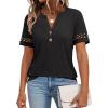 imageANRABESS Womens Short Sleeve Tops Henley V Neck Blouses Dressy Casual 2026 Summer Trendy Tee Shirts Work Business OutfitsBlack