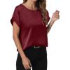 imageANRABESS Womens Summer Dressy Casual Short Sleeve Shirts Crewneck Satin 2026 Business Office Work Blouse TopsWine Red