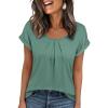 imageANRABESS Womens T Shirts Pleated Short Sleeve Tops Summer Business Casual Dressy Blouses 2026 Cute Fashion ClothesGreen