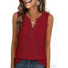 imageANRABESS Womens Tank Top Waffle Knit Sleeveless Henley Shirts 2026 Summer Loose Button Up V Neck Dressy Casual Tops ClothesRed
