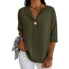imageANRABESS Womens Tops 34 Sleeve Dressy Casual V Neck Henley Tee Shirts 2026 Summer Business Work Blouses Fashion ClothesArmy Green
