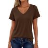 imageANRABESS Womens Tops Short Sleeve V Neck Shirts Summer Basic Tee Trendy Cute Tshirts 2026 Spring Casual OutfitsBrown