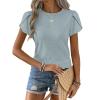 imageANRABESS Womens Tops Summer Eyelet Petal Short Sleeve T Shirts Dressy Casual Blouses Ladies Basic Tees 2026 Spring ClothesSage Green