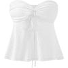 imageANRABESS Womens Tube Top Summer Strapless Tie Front Ruched Peplum Flared Hem Cute Bandeau Halter Tops 2026 Vacation OutfitsWhite